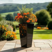 70cm Zinc Galvanised Polished Black Tall Tapered Square Planter